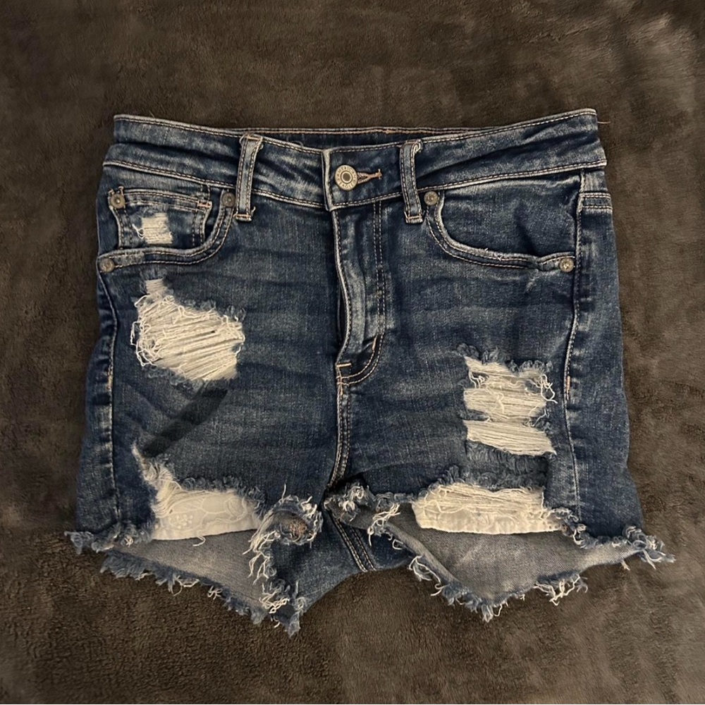 American Eagle Outfitters Blue Jean Shorts Distressed Style